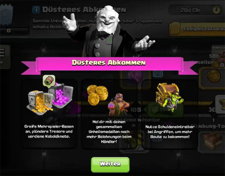 Düsteres Abkommen Medaille-evenement juni 2025 – Clash of Clans 3 Start van het Düsteres Abkommen Evenement Juni 2025 – Clash of Clans