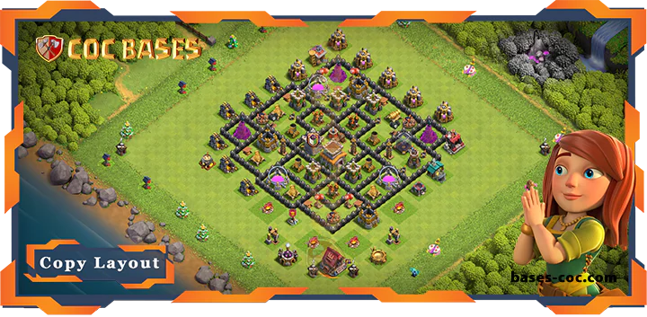 Top Base TH8 with Link, Anti 3 Star, Anti Everything, Defense Layout - Clash of Clans (290)