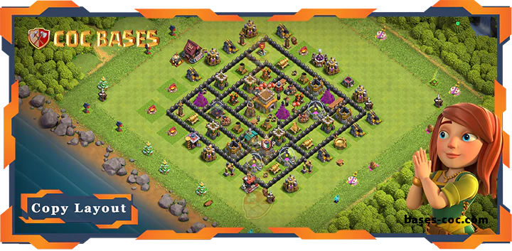 Top Base TH8 with Link, Anti 3 Star, Anti Everything Layout - Clash of Clans (213)