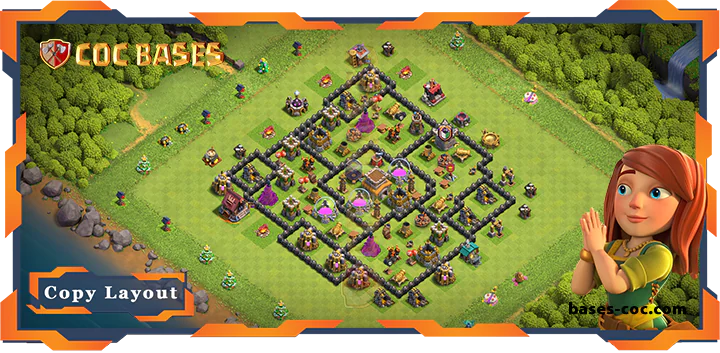 Top Base TH8 with Link, Anti Air Dragon, Anti 3 Star Layout - Clash of Clans (196)
