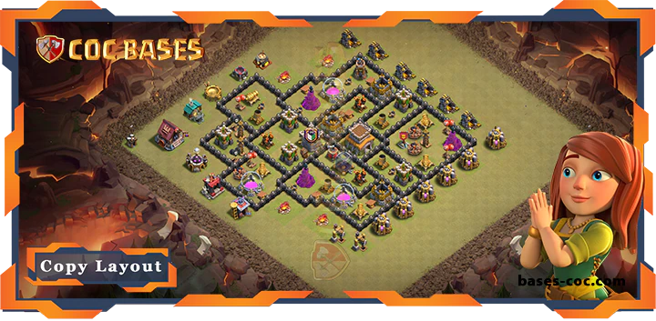 Top Base TH8 with Link, Anti Air Dragon, Hybrid, Defense Layoyut - Clash of Clans (313)