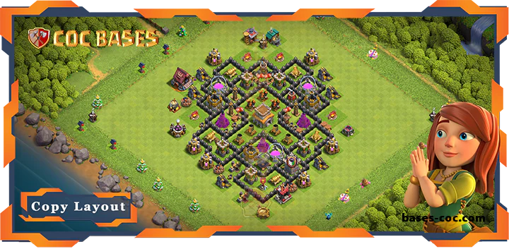 Top Base TH8 with Link, Anti Everything, Anti 3 Star Layout - Clash of Clans (194)