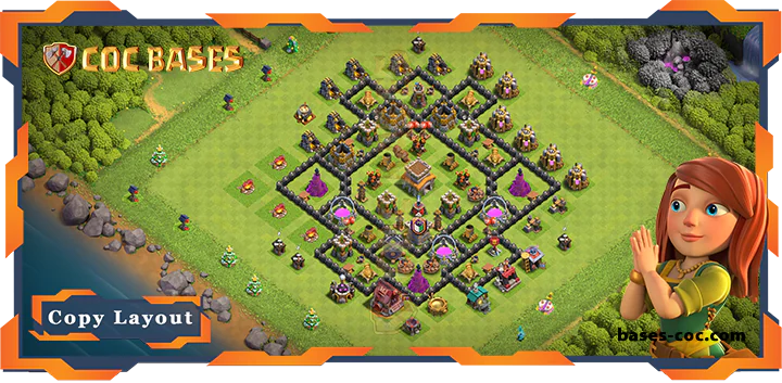 Top Base TH8 with Link, Anti Everything Layout - Clash of Clans (329)