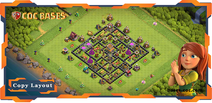 Top Base TH8 with Link, Hybrid, Anti 3 Star Layout - Clash of Clans (202)