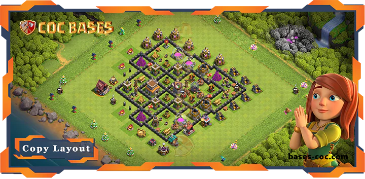Top Base TH8 with Link, Hybrid, Anti Everything Layout - Clash of Clans (298)