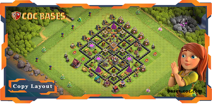 Top Base TH8 with Link, Hybrid, Defense Layout - Clash of Clans (343)