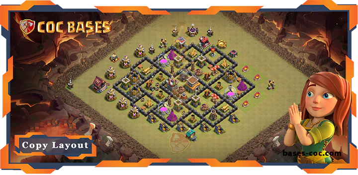 Top Base TH8 with Link, WarCWL, Anti 2 Star, Anti Air Dragon Layout - Clash of Clans (288)