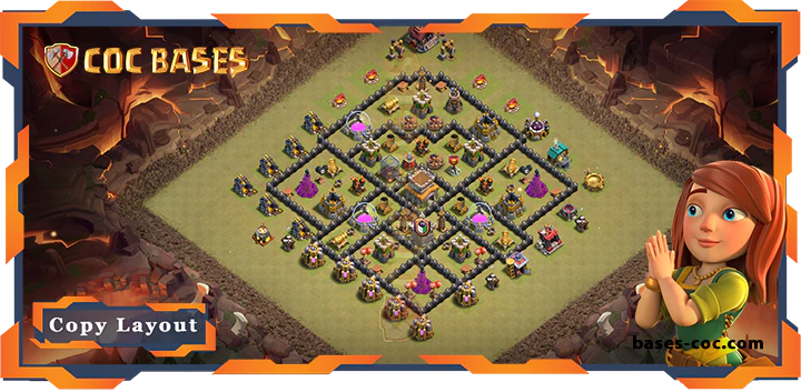 Top Base TH8 with Link, WarCWL, Anti 2 Star, Anti Everything Layout - Clash of Clans (279)