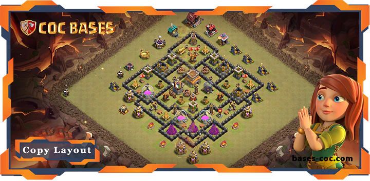 Top Base TH8 with Link, WarCWL, Anti 2 Star, Anti Everything Layout - Clash of Clans (292)