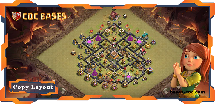 Top Base TH8 with Link, WarCWL, Anti 2 Star, Hybrid Layout - Clash of Clans (338)