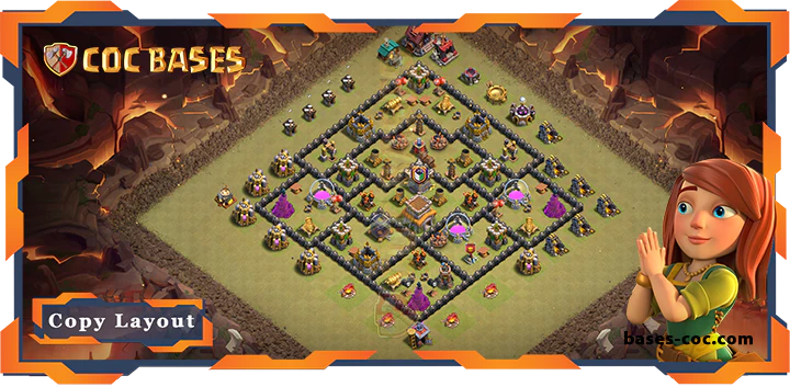 Top Base TH8 with Link, WarCWL, Anti 3 Star, Anti Everything Layout - Clash of Clans (294)