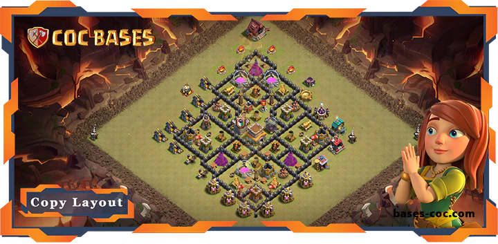 Top Base TH8 with Link, WarCWL, Anti 3 Star, Anti Everything Layout - Clash of Clans (322)