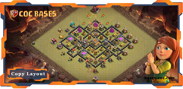 Top Base TH8 with Link, WarCWL, Anti 3 Star, Anti Everything Layout - Clash of Clans (323)