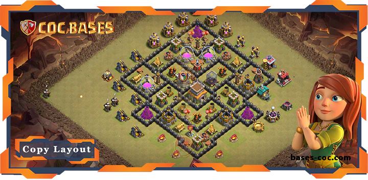 Top Base TH8 with Link, WarCWL, Anti Everything, Anti 2 Star Layout - Clash of Clans (275)