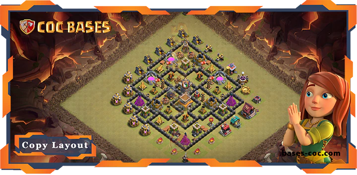Top Base TH8 with Link, WarCWL, Anti Everything, Anti 2 Star Layout - Clash of Clans (337)