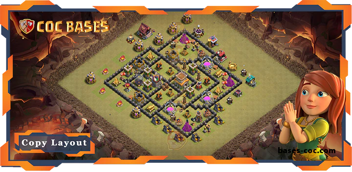 Top Base TH8 with Link, WarCWL, Anti Everything, Anti 2 Stars Layout - Clash of Clans (243)