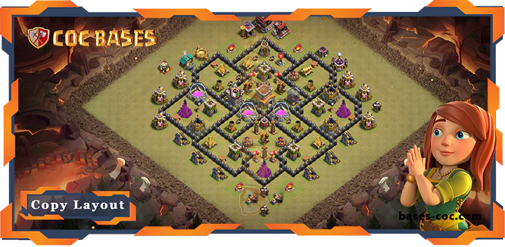 Top Base TH8 with Link, WarCWL, Anti Everything, Anti 3 Star Layout - Clash of Clans (267)