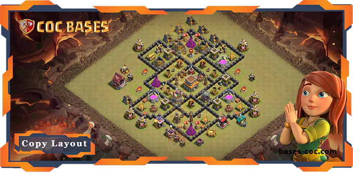 Top Base TH8 with Link, WarCWL, Anti Everything, Anti 3 Star Layout - Clash of Clans (276)