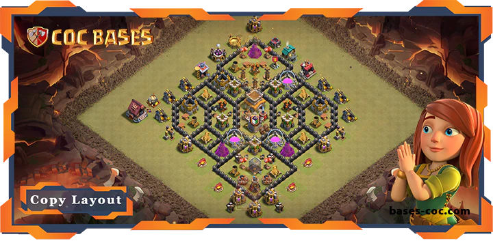 Top Base TH8 with Link, WarCWL, Anti Everything, Anti 3 Stars Layout - Clash of Clans (244)