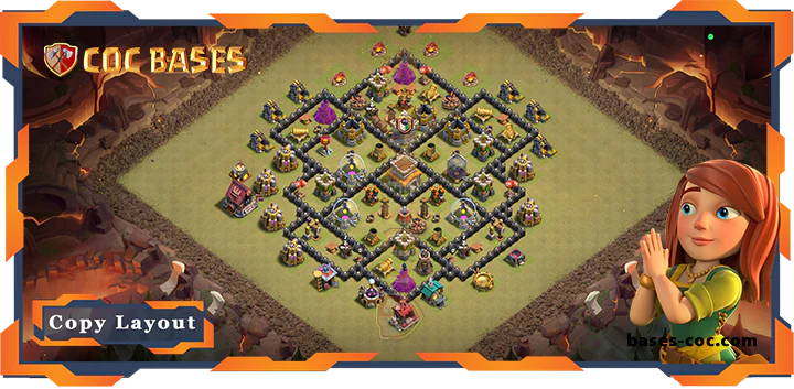 Top Base TH8 with Link, WarCWL, Anti Everything, Hybrid Layout - Clash of Clans (234)