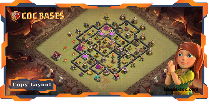 Top Base TH8 with Link, WarCWL, Defense Layout - Clash of Clans (252)