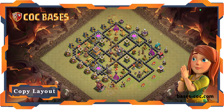 Top Base TH8 with Link, WarCWL, Defense Layout - Clash of Clans (255)