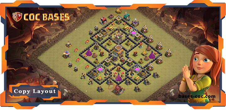 Top Base TH8 with Link, WarCWL, Defense Layout - Clash of Clans (287)