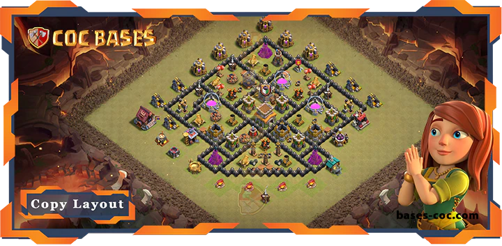 Top Base TH8 with Link, WarCWL, Hybrid, Anti 2 Star Layout - Clash of Clans (264)