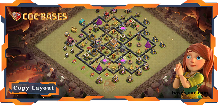 Top Base TH8 with Link, WarCWL, Hybrid, Anti 2 Star Layout - Clash of Clans (336)