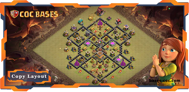 Top Base TH8 with Link, WarCWL, Hybrid Layout - Clash of Clans (257)