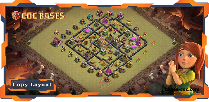 Top Base TH8 with Link, WarCWL, Hybrid Layout - Clash of Clans (263)