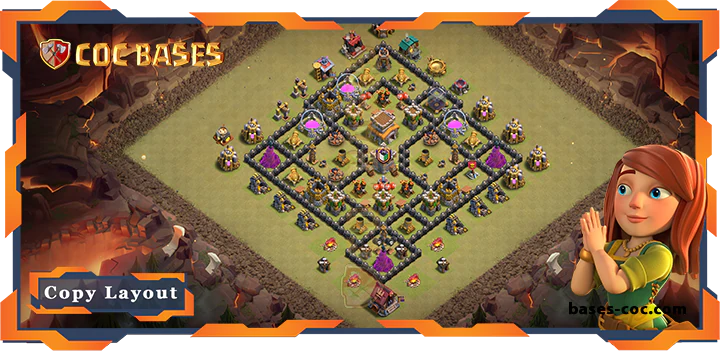 Top Base TH8 with Link, WarCWL, Hybrid Layout - Clash of Clans (265)