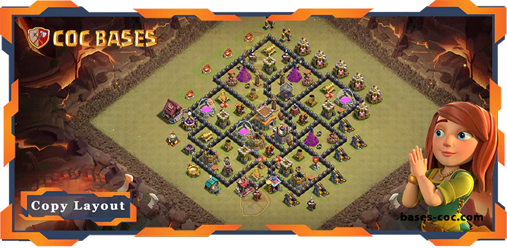 Top Base TH8 with Link, WarCWL, Hybrid Layout - Clash of Clans (272)