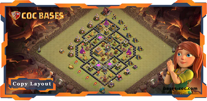 Top Base TH8 with Link, WarCWL, Hybrid Layout - Clash of Clans (281)