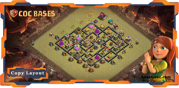 Top Base TH8 with Link, WarCWL, Hybrid, Layout - Clash of Clans (315)