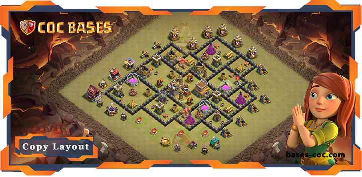 Top Base TH8 with Link, WarCWL, Hybrid Layout - Clash of Clans (335)