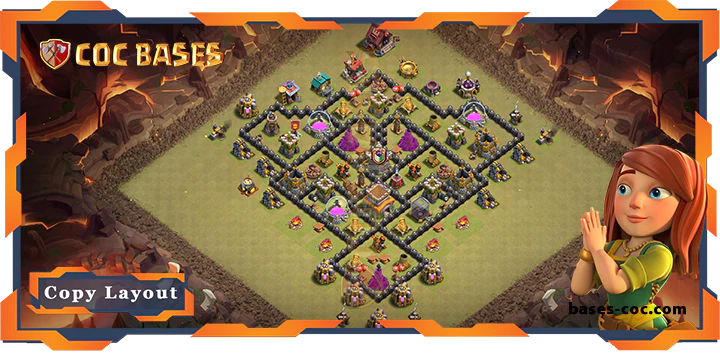 Top Base TH8 with Link, WarCWL, Hybrid Layout - Clash of Clans (340)
