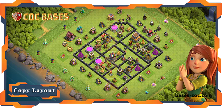 Top Defense Base TH8 with Link, Anti Everything, Defense Layout - Clash of Clans (177)