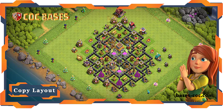 Top Farming Base TH8 with Link, Anti Air Dragon, Hybrid Layout - Clash of Clans (326)