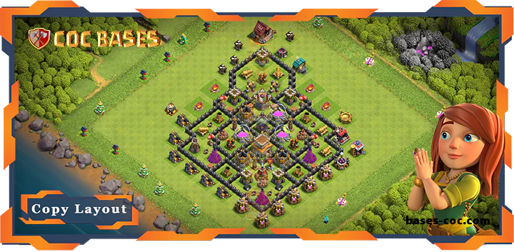 Top Farming Base TH8 with Link, Anti Everything Layout - Clash of Clans (325)