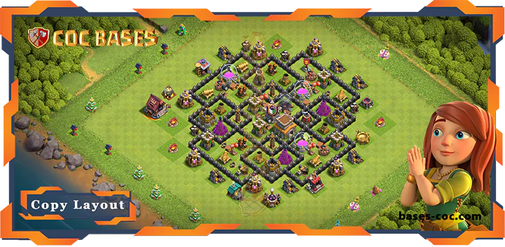 Top Farming Base TH8 with Link, Hybrid, Anti 3 Star Layout - Clash of Clans (186)