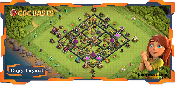 Top Farming Base TH8 with Link, Hybrid, Anti 3 Star Layout - Clash of Clans (206)