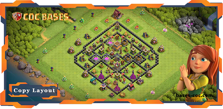 Top Farming Base TH8 with Link, Hybrid Layout - Clash of Clans (310)