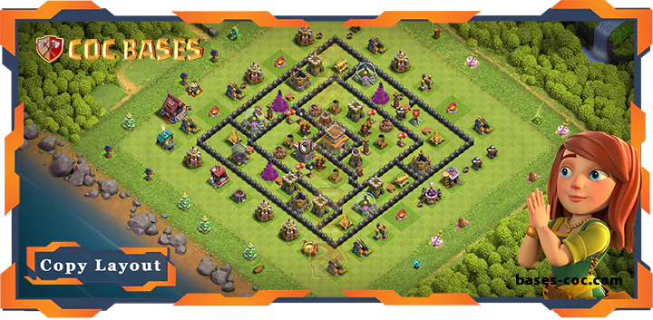 Top Hybrid Base TH8 with Link, Anti 2 Star, Anti Everything Layout - Clash of Clans (209)