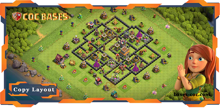 Top Hybrid Base TH8 with Link, Anti 3 Star Layout - Clash of Clans (208) 9 Top Hybrid Base TH8 with Link, Anti 3 Star Layout - Clash of Clans (208)