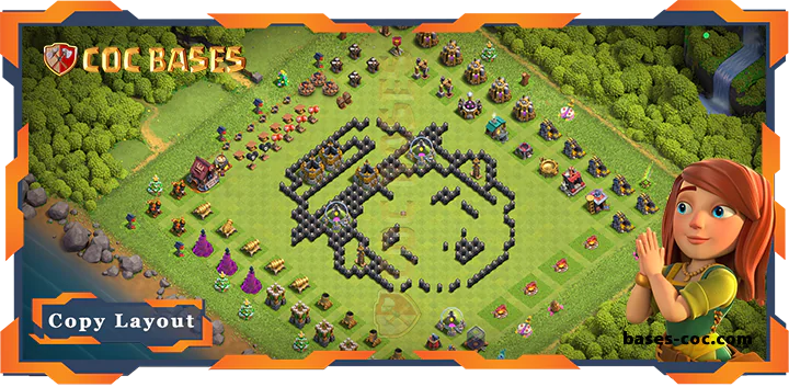 Top Troll Base TH8 with Link, Funny Layout - Clash of Clans (220)