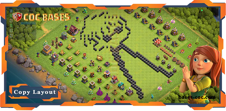 Top Troll Base TH8 with Link, Funny Layout - Clash of Clans (228)
