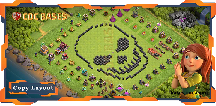 Top Troll Base TH8 with Link, Funny Layout - Clash of Clans (258)