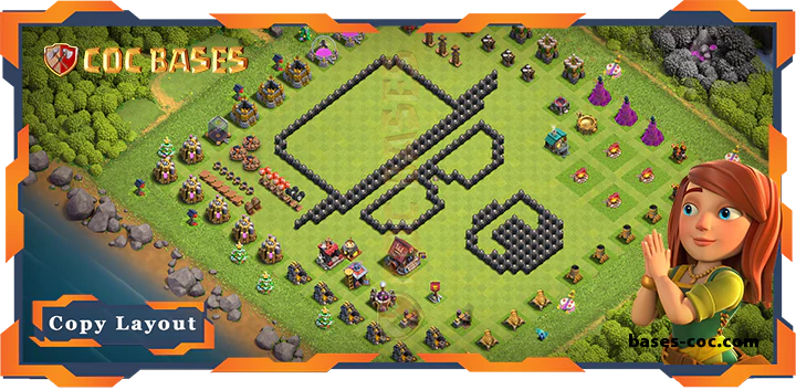 Top Troll Base TH8 with Link, Funny Layout - Clash of Clans (268)