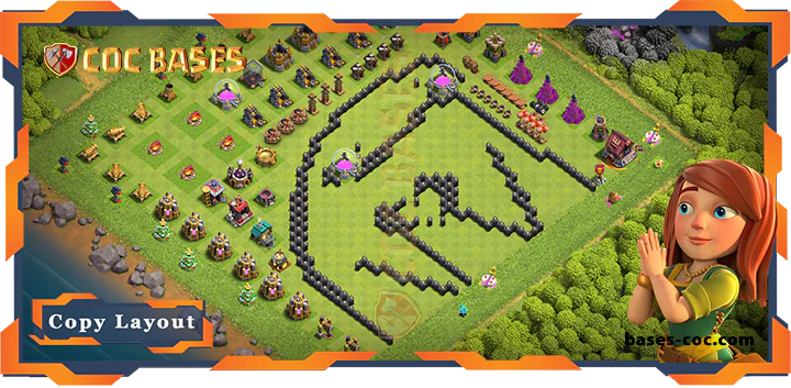 Top Troll Base TH8 with Link, Funny Layout - Clash of Clans (271)